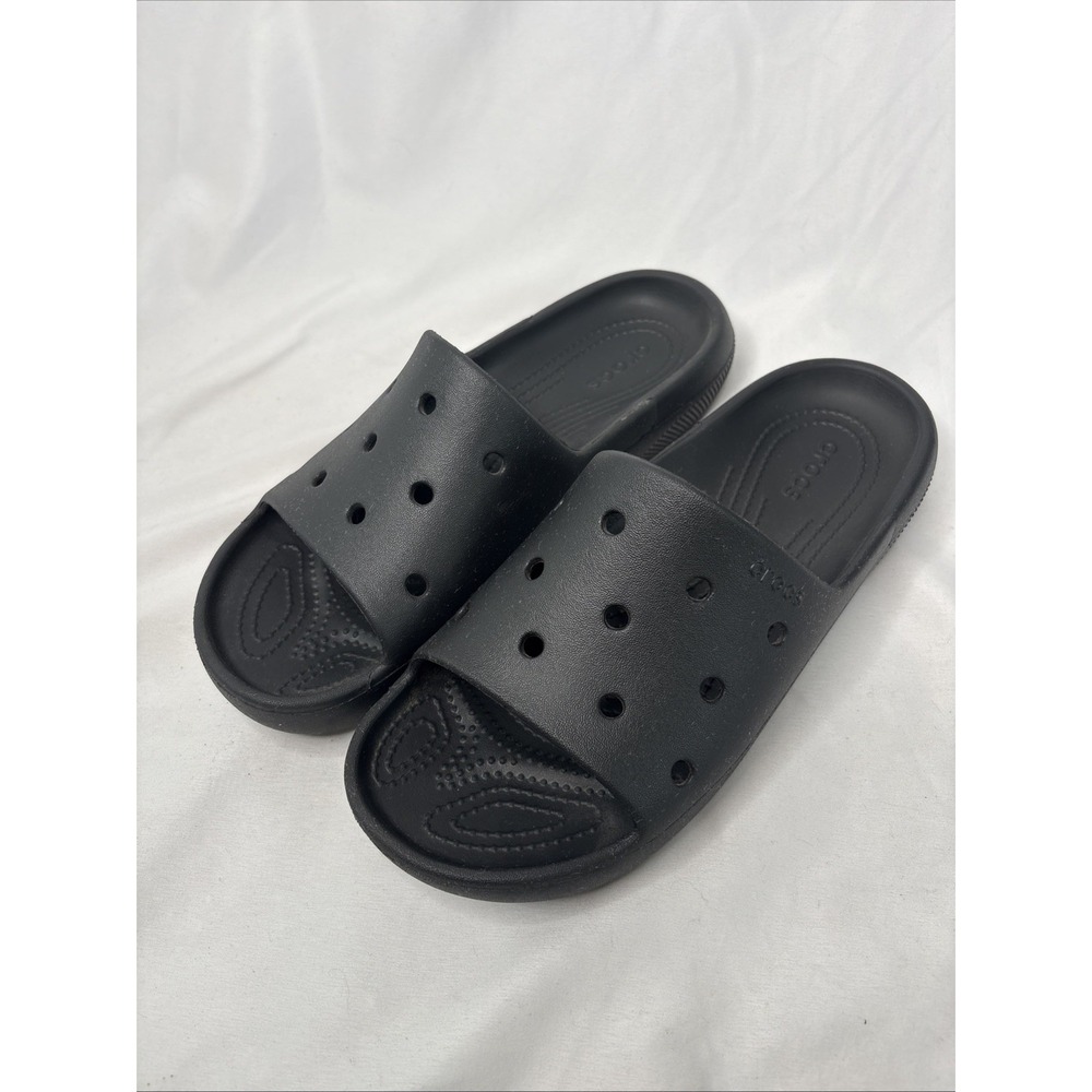 Crocs Iconic Comfort Classic Slides Slip On Black Unisex Men's 8 Women's 10